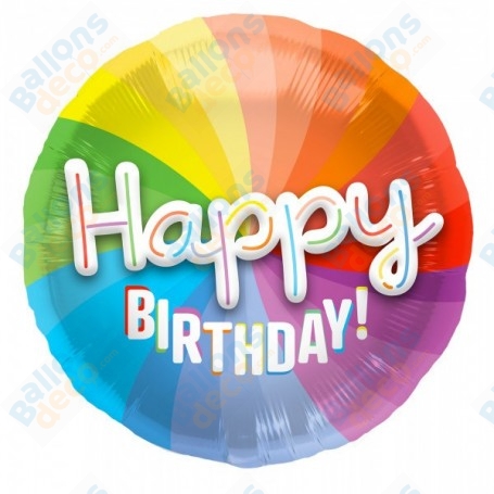 Ballon Arc-en-Ciel Happy Birthday 3D
