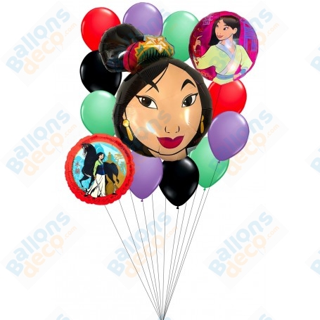 Ballons Mulan Princesse Disney En Grappe, Décorations ballons pour anniversaire.