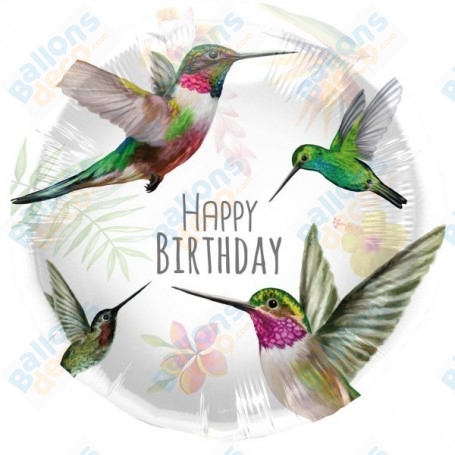 Ballon Colibri Happy Birthday Anniversaire, décoration ballon Pocahontas Disney.