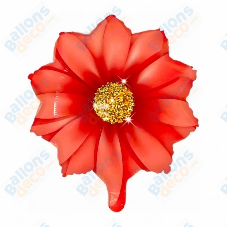 Ballon Fleur Rouge de Couleurs Centre Or