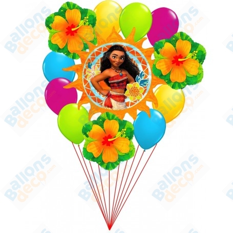 Ballons Vaiana en Grappe Fleurs Disney