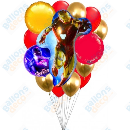 Ballons Iron Man en Grappe de Luxe Avengers Disney Campus