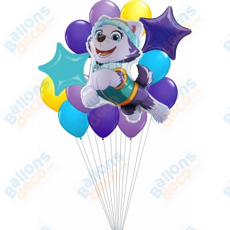 Ballons Everest La Pat Patrouille en Grappe, décorations ballons anniversaire Disney.