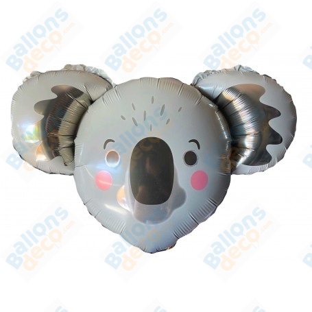 Ballon Tête de Koala Gris, décoration ballon animaux de la jungle.