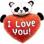 Ballon Panda Gros Coeur Rouge I Love You