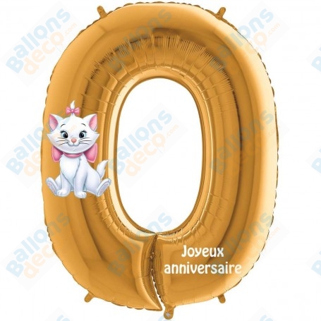 Ballon Marie Chiffre Or numéro Zéro Disney, Décorations ballons pour anniversaire.