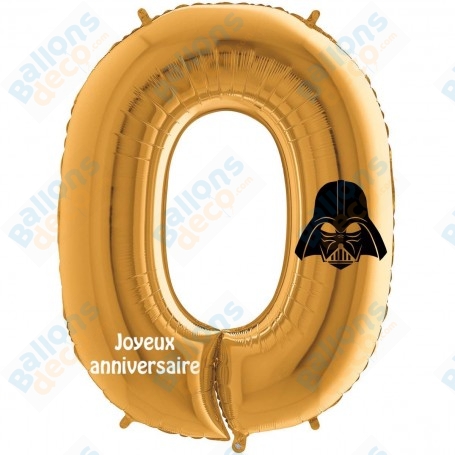 Ballon Star Wars Dark Vador Chiffre Or Numéro Zéro Disney, Décorations ballons pour anniversaire.