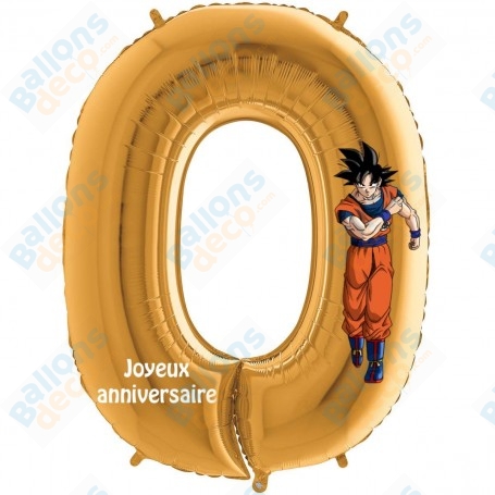 Ballon Dragon Ball Z Chiffre Or Chiffre Zéro, Décorations ballons pour anniversaire manga japonais.