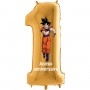 Ballon Dragon Ball Z Chiffre Or Chiffre Un, Décorations ballons pour anniversaire manga japonais.