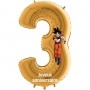 Ballon Dragon Ball Z Chiffre Or Chiffre Trois, Décorations ballons pour anniversaire manga japonais.