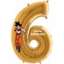 Ballon Dragon Ball Z Chiffre Or Chiffre Six, Décorations ballons pour anniversaire manga japonais.