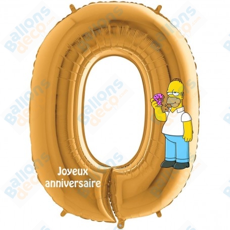 Ballon Les Simpson Homer Chiffre Zéro Disney, Décorations ballons pour anniversaire.