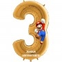 Ballon Super Mario Chiffre Trois Or