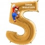 Ballon Super Mario Chiffre Cinq Or