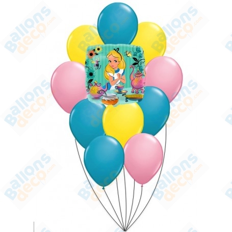 Ballons Alice Au Pays Des Merveilles en Grappe Disney, Décorations ballons pour anniversaire.