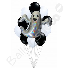 Ballon numéro 18 en argent holographique XL (rempli d'hélium