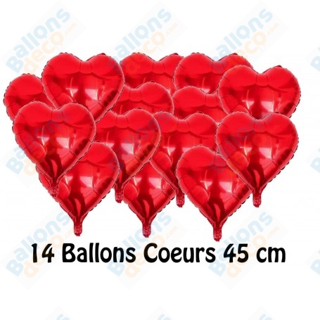 Ballons Coeurs Rouges 45 cm de 14 Ballons Saint Valentin