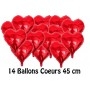 Ballons Coeurs Rouges 45 cm de 14 Ballons Saint Valentin