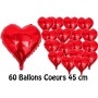 Ballons Coeurs Rouges 45 cm de 60 Ballons St-Valentin