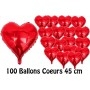Ballons Coeurs Rouges 45 cm de 100 Ballons Saint Valentin