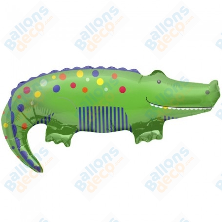 Ballon Crocodile Vert à Poids, décoration ballon anniversaire et animaux de la jungle.