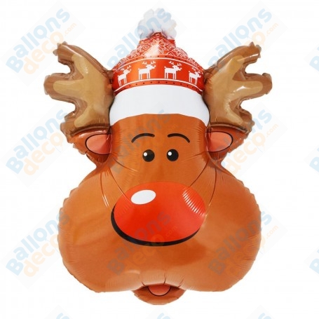 Ballon Tête de Renne Avec Chapeau de Noël