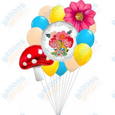 Ballons Alice au Pays des Merveilles Pastel en Grappe Disney, Décorations ballons pour anniversaire.