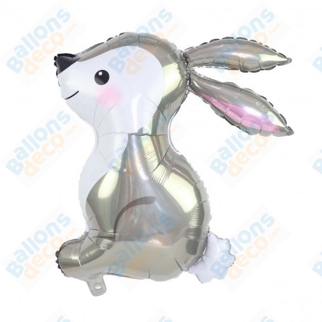 Ballon Lapin Gris de Profil, décoration ballon animaux de la forêt, Animaux de la ferme, Pâques.