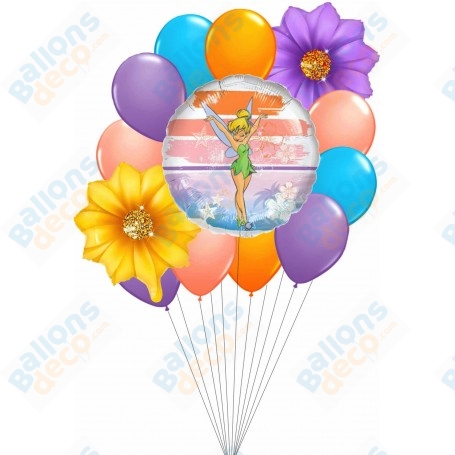 Ballons La Fée Clochette Pastel en Grappe Disney, Décorations ballons pour anniversaire.