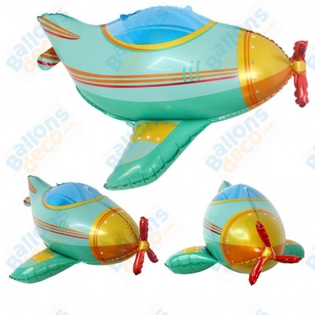 Ballon Avion Vert et Or 4D