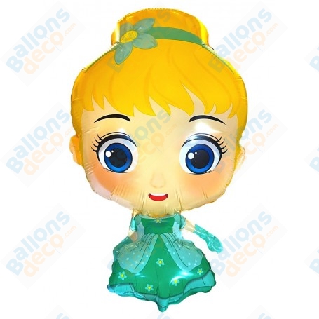 Ballon Princesse Robe Verte de Couleur, Décorations ballons pour anniversaire.