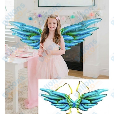 Ballon Ailes Verte, Or et Turquoise, décoration ballon anniversaire, Déguisement féérique.