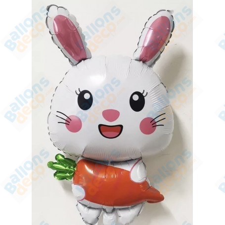 Ballon Lapin Blanc avec une Carotte Orange de Pâques, décoration ballon animaux de la ferme, Anniversaire.