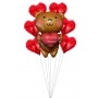 Ballons Ourson Personnalisable Coeurs Rouges en Grappes St-Valentin