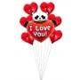 Ballons Panda Coeurs Rouges en Grappe St-Valentin