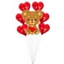 Ballons Ourson Coeurs Rouges en Grappe St-Valentin