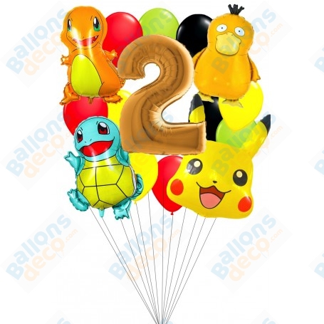Ballons Pokémon Chiffre 2 en Grappe