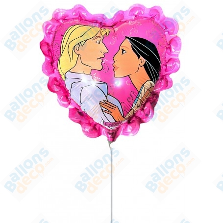 Ballon Pocahontas et John Smith Coeur Rose Disney, Décorations ballons pour anniversaire.