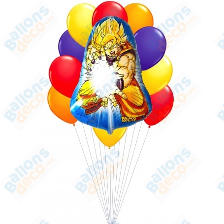 Ballons Dragon Ball Z Vintage en Grappe Flexmetal, Décorations ballons pour anniversaire manga japonais.