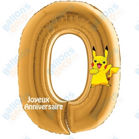 Ballon Chiffre Zéro Pikachu des Pokémon OR