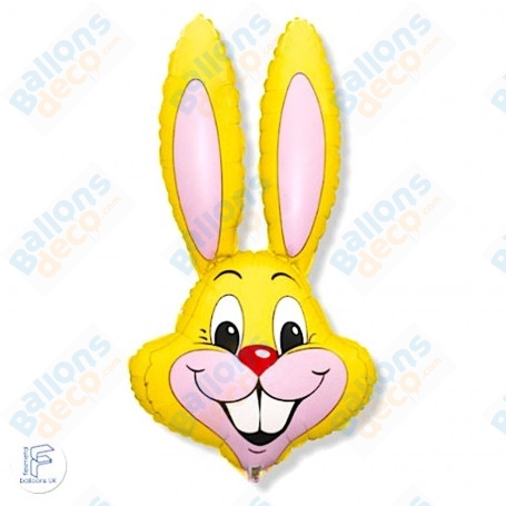 Ballon Tête De Lapin Jaune de Pâques, Décorations ballon animaux de la ferme, décoration de ferme.