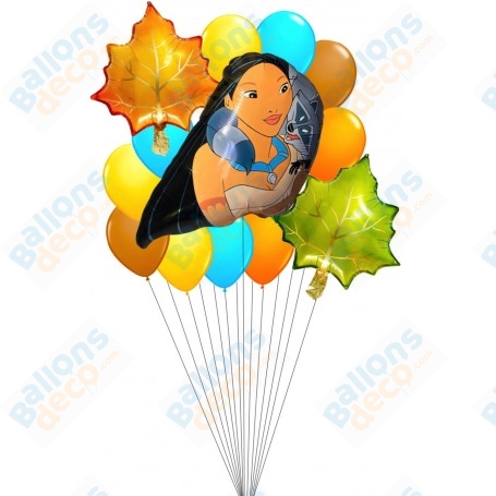 Ballon Pocahontas et Meeko en Grappe Disney, Décorations ballons pour anniversaire.