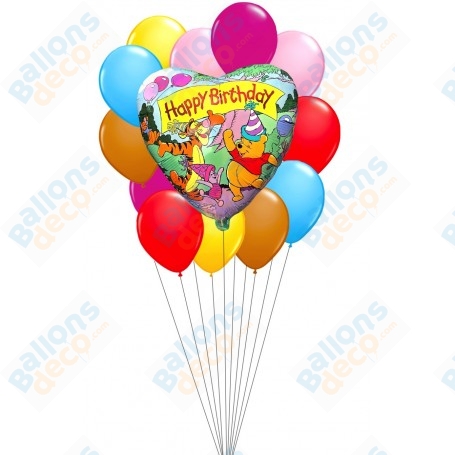 Ballons Winnie et ses Amis Happy Birthday en Grappe Disney, Décorations ballons pour anniversaire.