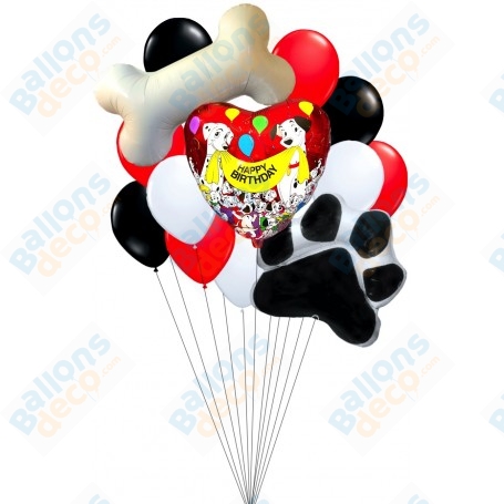 Ballons Les 101 Dalmatiens Happy Birthday en Grappe Disney, Décorations ballons pour anniversaire.
