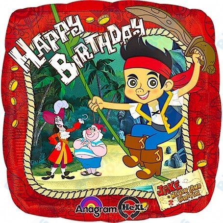 Ballon Jack et les Pirates Happy Birthday Carré Disney, Décorations ballons pour anniversaire.