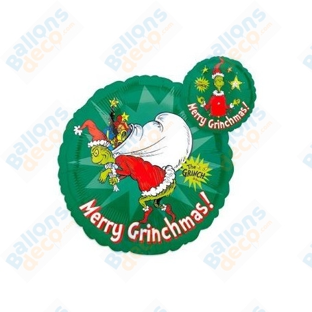 Ballon Le Grinch de Noël 2 Faces Disney, Décorations ballons pour anniversaire ou Noël.
