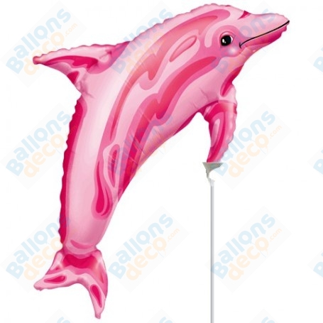 Ballon Dauphin Rose Mini Tige, décoration ballon anniversaire, centre de table, Thème de la mer.
