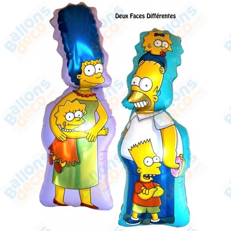 Ballon Les Simpson 2 Faces Homer Marge Bart et Lisa, Décorations ballons pour anniversaire.