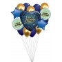 Ballons Happy Birthday Bleu Coeur en Grappe Anniversaire
