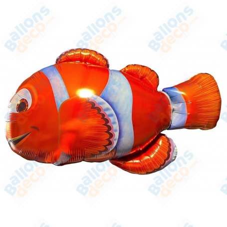 Ballon Poisson Clown Style Nemo Orange Disney, décoration ballon animaux marin.